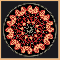 Geometric mandala coloring book. Ornamental detailed mandala in vector. Coloring book page. Large size; meditative drawing.