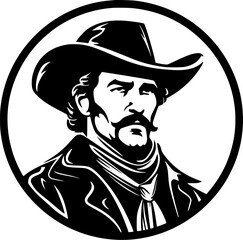 Western - Black and White Isolated Icon - Vector illustration