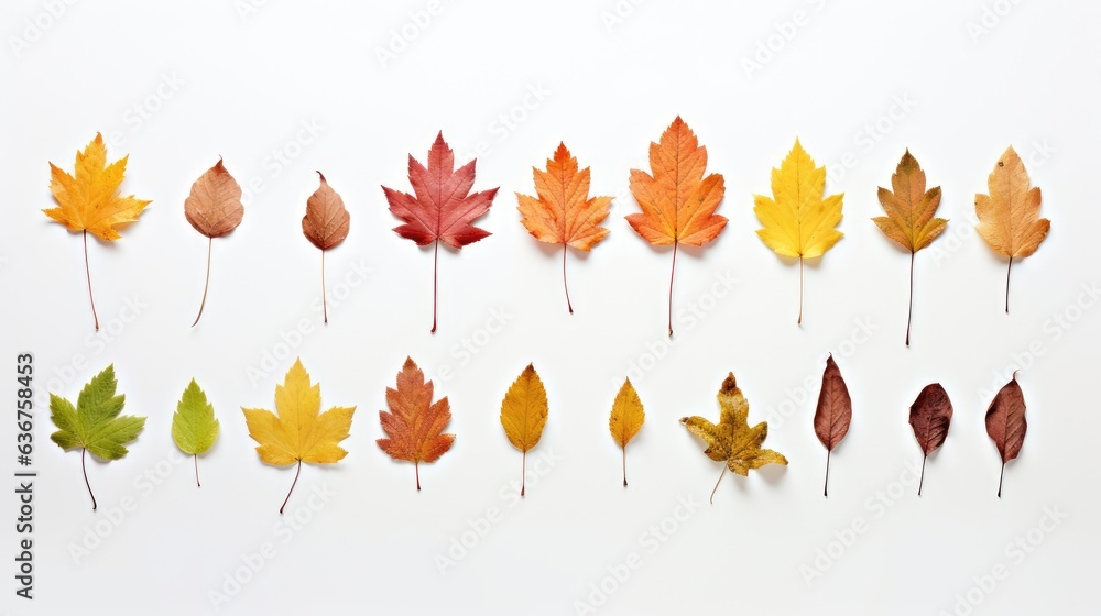 Aufkleber isolated leaves. collection of multicolored fallen autumn leaves isolated on white background create