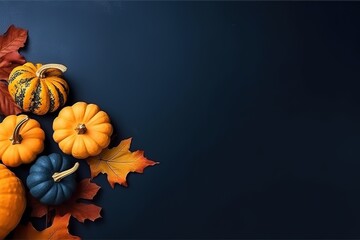 Happy Thanksgiving. Thanksgiving pumpkins and Autumn leaves. Thanksgiving Food Party. Thanksgiving...