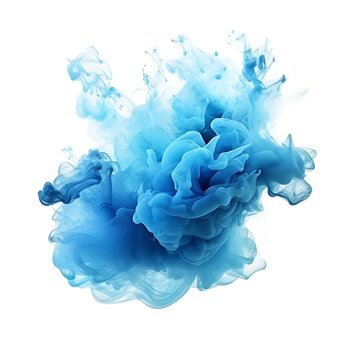 Blue ink in water isolated on white background
