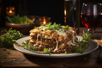 Mouthwatering Meaty Lasagna. Generative Ai.