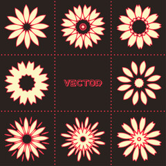 Set of  8 Round Frame in classic style. Ornamental Vector Frame. Floral style for Trendy Textile, Home Decor, Paper Products	
