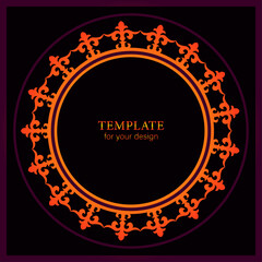 Round Frame, workpiece for your design. Ornamental elements and motifs of Kazakh, Kyrgyz, Uzbek, national Asian decor for plate, textile and print design. Circle frame. Vector. 