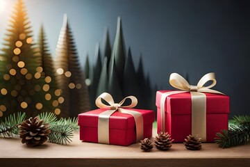 Fototapeta na wymiar christmas tree with gifts generated AI