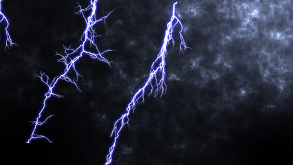 Thunderstorm. Lightning,  Heavy storm bringing thunder, lightnings and rain in summer. Branched lightning bolt