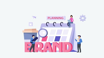 Building brand marketing strategy. Brand name, brand planning, brand reputation. 2d video animation 4k clip	