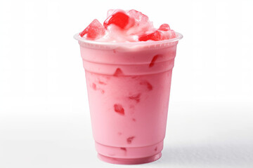Obraz na płótnie Canvas strawberry milk ice cup on white background