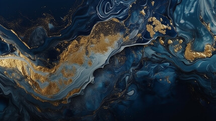 Fondo abstracto con agua de onda dorada. Generative AI