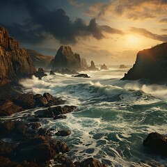 Obraz premium Rough sea among the rocks 