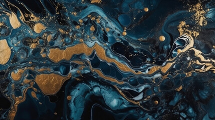 Blue and gold luxury background. Generative AI