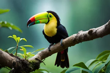 Deurstickers toucan on a tree © babu studio