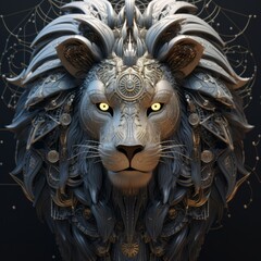 majestic leo meets modern art in this zodiac illustration, Generative AI