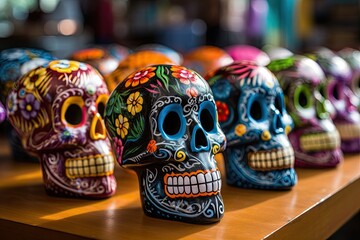 Calaveras Masks Displayed on Stands Day of the Death