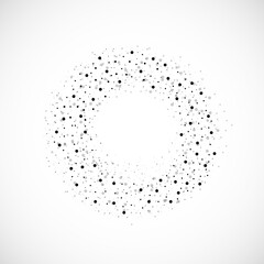 Abstract circle of halftone dots isolated on white background. Vector illustration