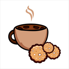 coffee with cookies latte hot chocolate espresso vector illustration