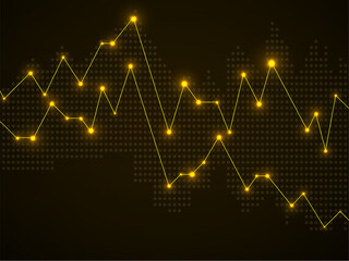 Fototapeta premium Stock market with glowing lines and dots. Forex trading graphic design concept. Abstract finance background. Vector illustration