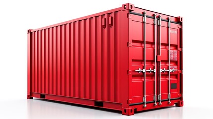 Cargo container isolated on white background, copy space. Created using generative AI technology.
