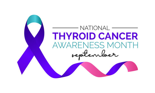 National Thyroid Cancer Awareness Month - Uniting for Hope, Education, and Support. Radiating Awareness vector banner template.
