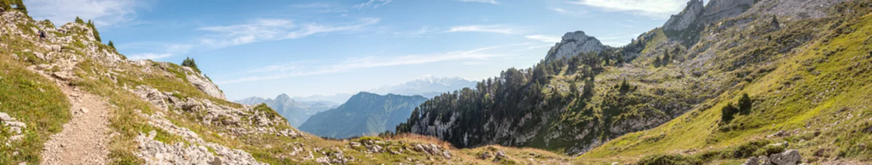 Foto op Plexiglas Mont Blanc Mont Blanc au lointain en été vu depuis la Sambuy
