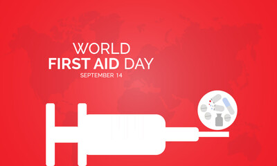 World First Aid Day Emphasizes Life-Saving Skills, Education, and Resilience. Preparedness and Safety vector illustration banner template.