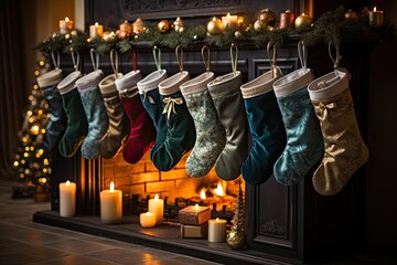family Christmas stockings hanging