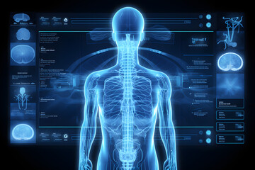 Smart futuristic healthcare and ehealth, diagnosis with the help of artificial intelligence and remote surgery