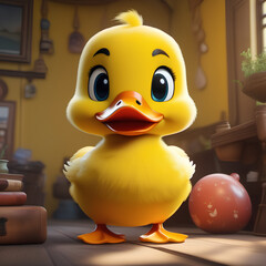 duck with a cup of coffee