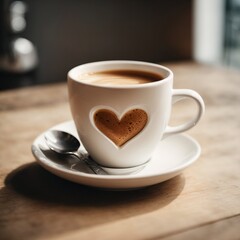 Fototapeta premium Una taza de café con forma de corazón