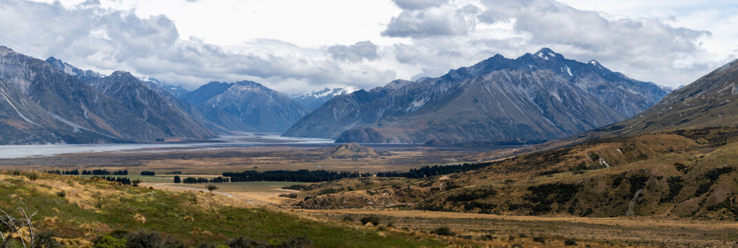 New Zealand, Mount Sunday, Edoras, Mountain Panorama
