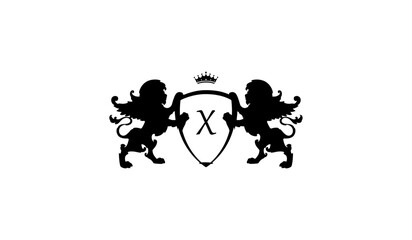 Obraz premium LUXURY SILHOUETTE OF A LOIN LOGO X