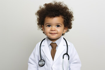 portrait of a little black boy dressed as a doctor, ai generated