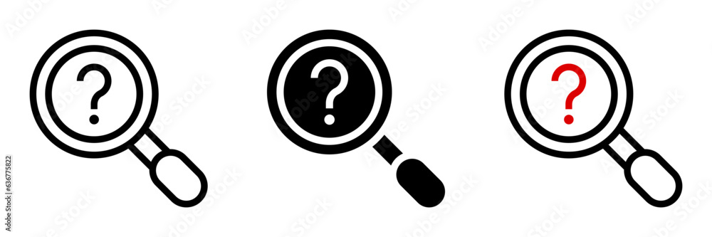 Aufkleber magnifying glass with question mark icon. search sign for mobile concept and web design. vector illu