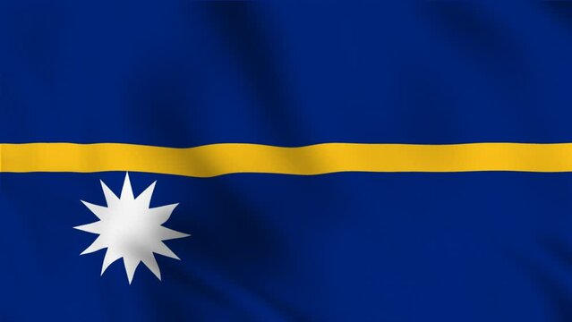 Nauru national flag video. 3D Naoero flag waving seamless loop video animation