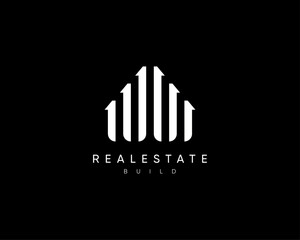 Real estate logo design composition. Modern building, apartment, residence, architecture, planning and structure vector design symbol.