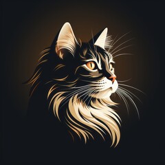 Fototapeta premium cat avatar minimalist outline graphic