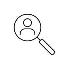 Human resource. Search person, find people icon line style isolated on white background. Vector illustration