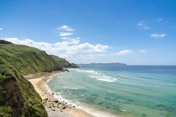 Aerial shot of the Campelo beach in Galicia, Spain