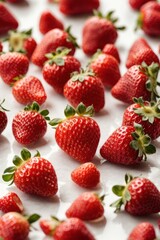 strawberries on a white desk, isolated