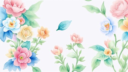 Different flowers of different colors, watercolor Flowers  floral clipart with White background jpg illustration, AI generated images,4k resolution 