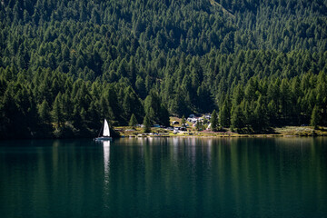 Fototapeta premium Landscape of Lake Silvaplana in Switzerland