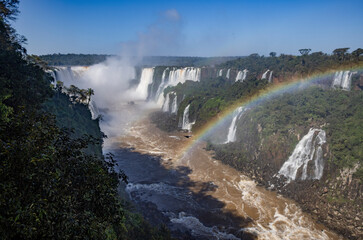 Iguazu Waterfalls, one of the new seven natural wonders of the world in all its beauty viewed from the Brazilian side - traveling South America 