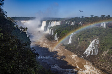 Iguazu Waterfalls, one of the new seven natural wonders of the world in all its beauty viewed from the Brazilian side - traveling South America 