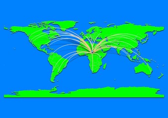 Naklejka premium Vibrant Sarh, Chad map - Export concept map for Sarh, Chad on World map. Suitable for export concepts. File is suitable for digital editing and prints of all sizes.