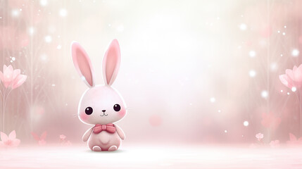 Obraz premium Enchanting Bunny in Whimsical Fantasy: Adorable AI-generated Illustration