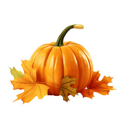 Autumn Pumpkin Scene, Isolated