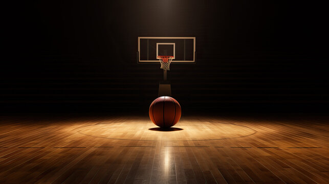 basketball on the basketball court (generative ai)