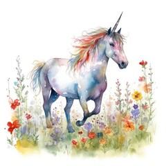 Obraz na płótnie Canvas unicorn with a flowers