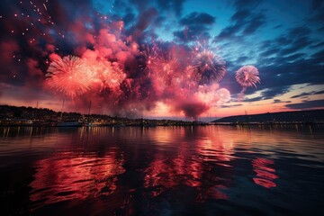 Starry Night's Canvas: Admiring the Radiant Flourish of a Beautiful Firework Presentation