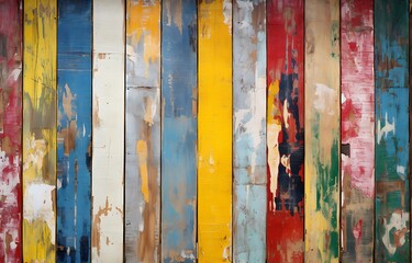 Colorful painted wood wall background